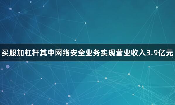 买股加杠杆其中网络安全业务实现营业收入3.9亿元